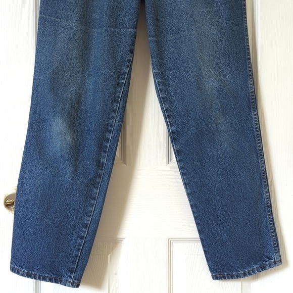Chic 80's Vintage Dark Wash High Waisted Relaxed Fit Tapered Leg Mom Jeans 14 - Picture 3 of 13